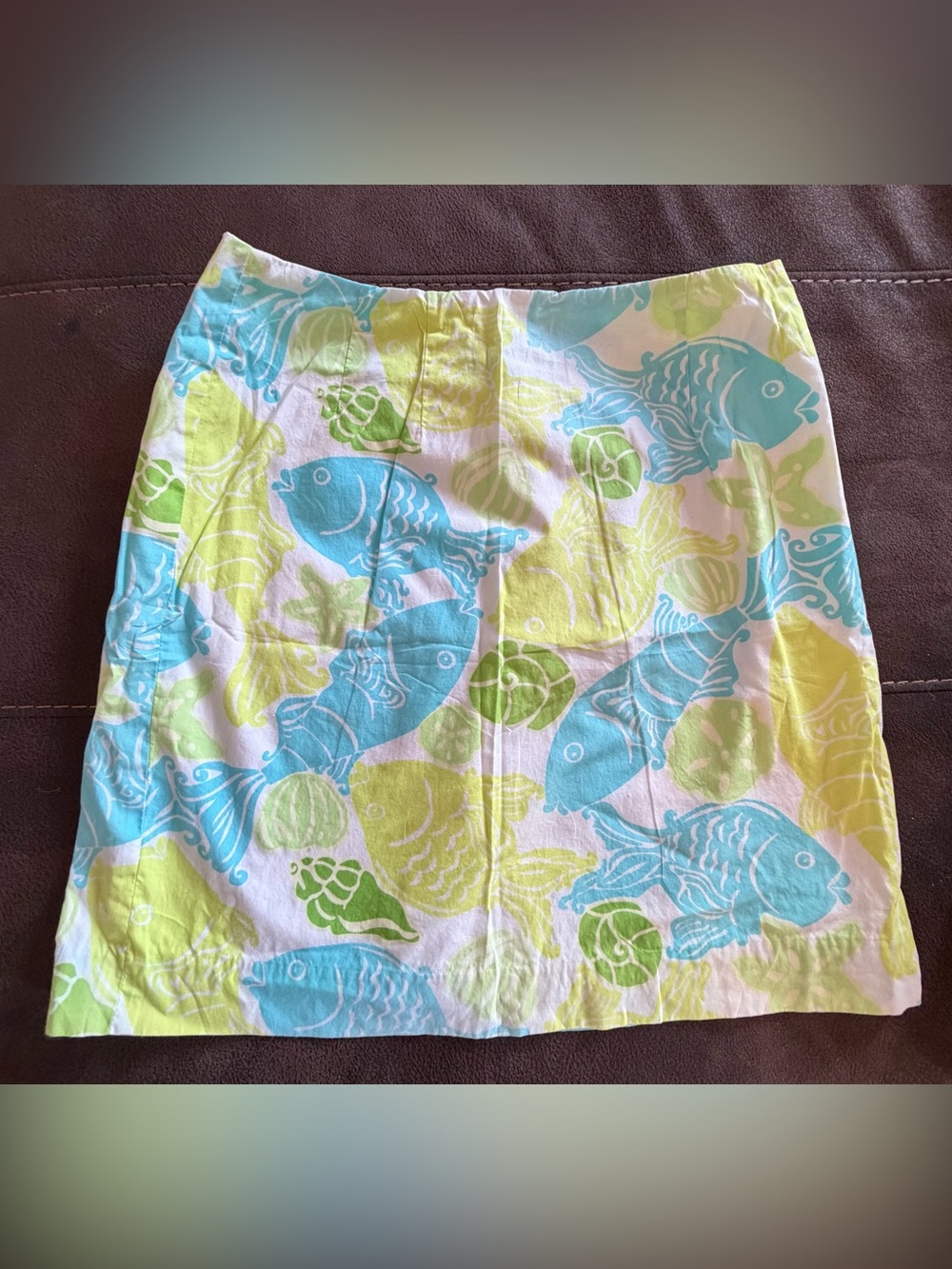 Vintage Lilly Pulitzer Aqua and Lime Fish Print Skirt Women’s Size 6